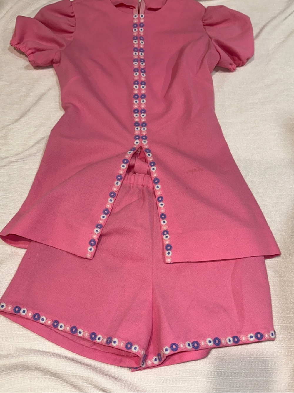 Pink Floral Trim Two-Piece Set VINTAGE 60s
